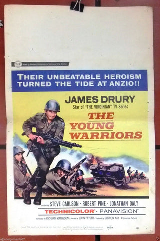 The Young Warriors (James Drury) 22"x14" Window Card Original Movie Poster 60s