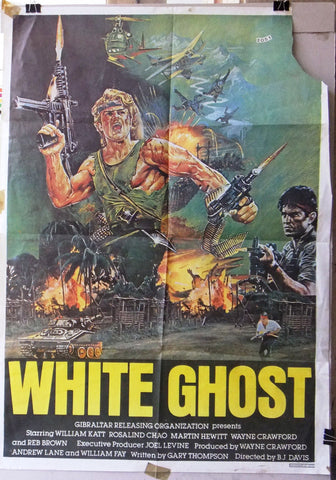 WHITE GHOST {William Kat} Original 39x27" Lebanese Movie Poster 80s