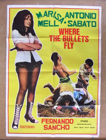 Where the Bullets Fly {Antonio Sabato} 39x27" Lebanese Movie Poster 70s