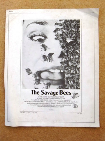The Savage Bees (Ben Johnson) Original Movie Pressbook 70s