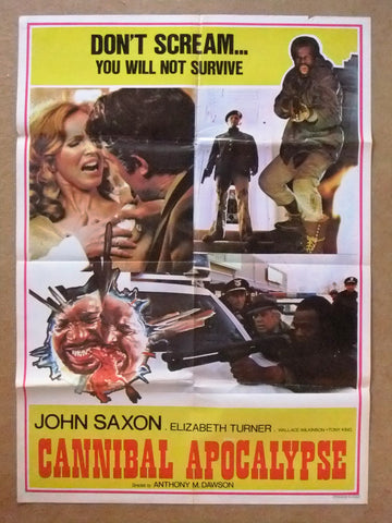 Cannibal Apocalypse {John Saxon} 39x27" Lebanese Original Movie Poster 70s
