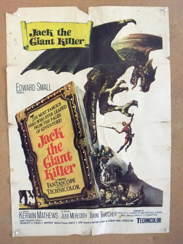 Jack the Giant Killer (Kerwin Mathews) 38x26" Org International Movie Poster 60s