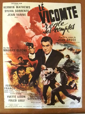 Le Vicomte Règle Ses Comptes (JEAN YANNE) 80 x 60 cm French Movie Poster 60s