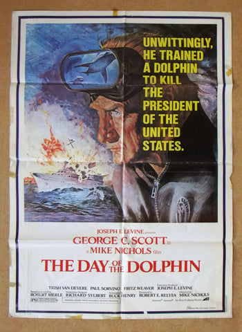 The Day of the Dolphin {George C. Scott} 39x27" Lebanese Movie Poster 70s