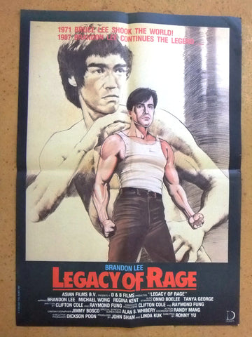 Legacy of Rage (Brandon Lee) Bruce Lee 20x27" Original Lebanese Movie Poster 80s