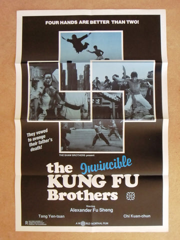 THE INVINCIBLE KUNG FU BROTHERS 41"x27" Origina Movie US Poster 70s
