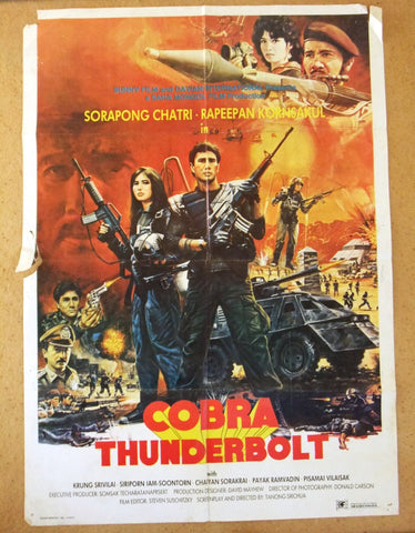 Cobra Thunderbolt {Sorapong Chatree} Lebanese 39x27" Movie Poster 80s