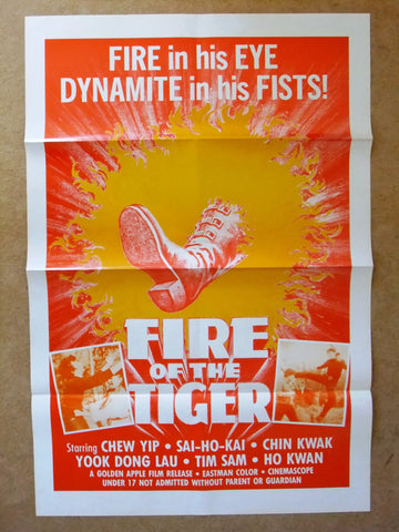 FIRE OF THE TIGER {Chew Yip} 41"x27" Origina Movie US Poster 70s