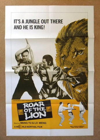 ROAR OF THE LION {Yue Wong} 41"x27" Original Movie US Poster 80s