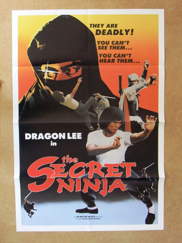 THE SECRET NINJA {Dragon Lee} 41"x27" Original Movie US Poster 80s