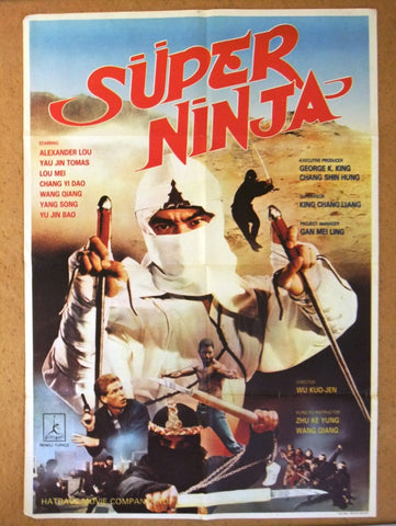 The Super Ninja (Alexander Rei Lo) Kung Fu Turkish Original Movie Poster 80s