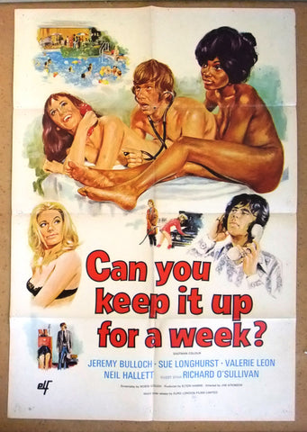 CAN YOU KEEP IT UP FOR A WEEK? Jeremy Bulloch Original 40x27"  Movie Poster 70s
