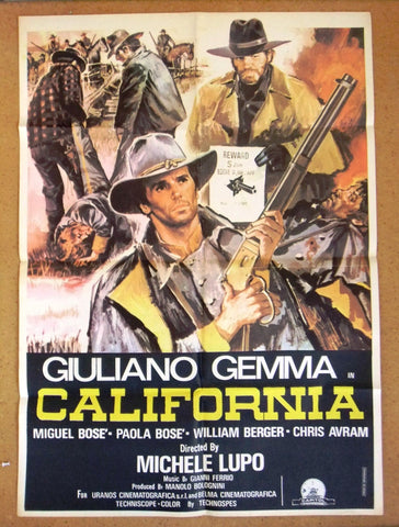 California {Giuliano Gemma} 39x27" Lebanese Original Movie Poster 70s