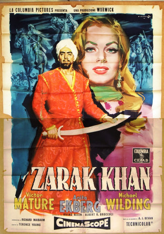 Zarak Khan (Victor Mature) Italian 4F Movie Original Poster 50s