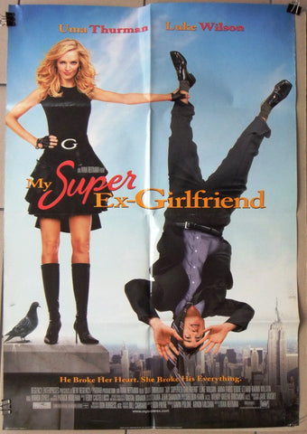 My Super Ex-Girlfriend Uma Thurman Folded Original USA Film Poster 2000s