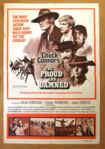 The Proud and the Damned (Chuck Connors) 41x27" US Original Movie Poster 70s