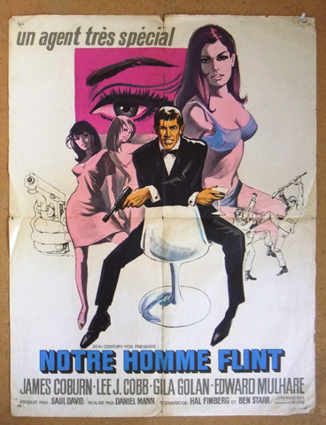 Notre Homme Flint (James Coburn) 80 x 60 cm French Movie Poster 60s