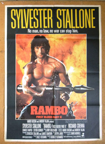 Rambo II First Blood Sylvester Stallon 39x27" Lebanese Original Movie Poster 80s