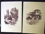 (Pack of 11) Lebanese Lebanon Cities Sketches Souvenir Repro Engraving 1980