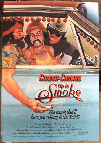 UP IN SMOKE - CHEECH & CHONG Original British UK 40"x27" Movie Poster 70s