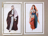 (Pack of 6) Folklore: Traditional Costume Lebanese Lebanon Repro Colored Drawing