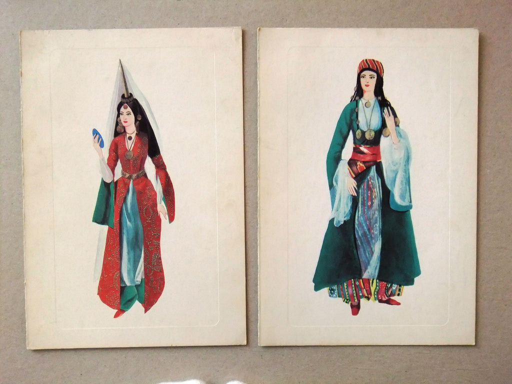 Pack Of 6 Folklore Traditional Costume Lebanese Lebanon Repro Color pack-of-6-folklore-traditional-costume-lebanese-lebanon-repro-color