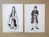 (Pack of 6) Folklore: Traditional Costume Lebanese Lebanon Sketches Souvenir