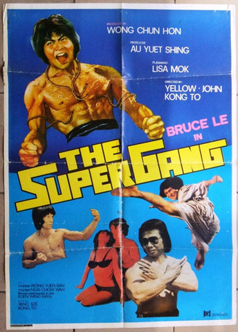 The Super Gang "Bruce Le" Fan wan di Original Kung Fu Lebanese Movie Poster 80s