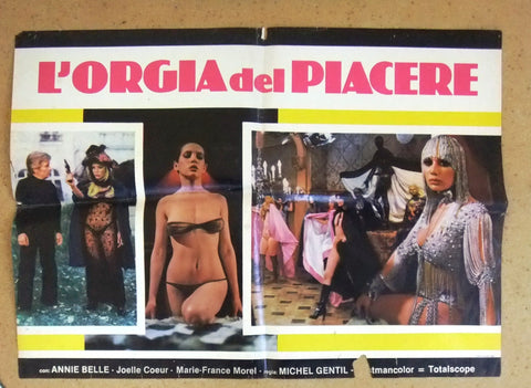 (Set of 3) L'ORGIA DEL PIACERE (Annie Belle) Italian Org Film Lobby Card 60s