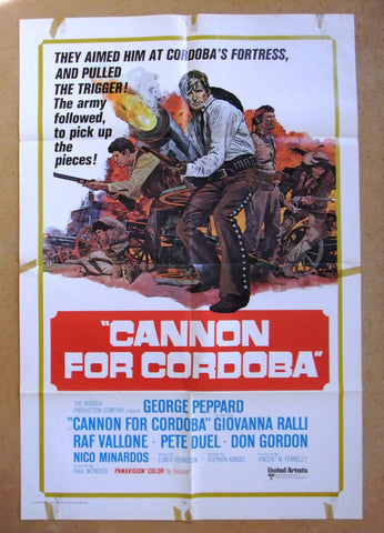 CANNON FOR CORDOBA {George Peppard} 41"x27" Original Movie US Poster 70s