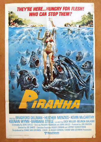 Piranha (Bradford Dillman) Original 41"x27" English Movie Poster 70s