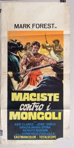 Maciste Contro i Mongoli {Mark Forest} Italian Film Poster Locandina 60s