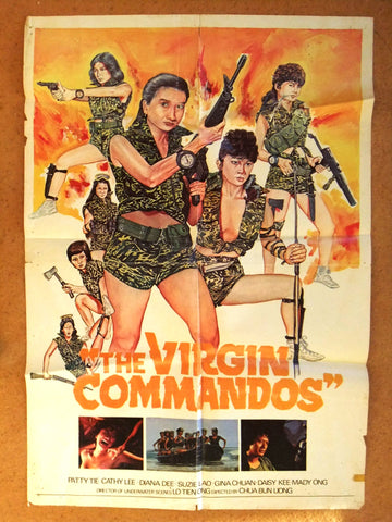 THE VIRGIN COMMANDOS (Patty Tie) 27x39" Original Lebanese Movie Poster 70s