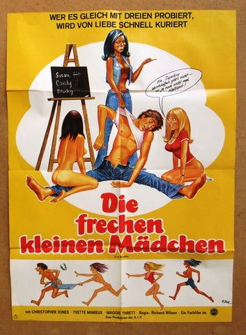 Die frechen kleinen Mädchen, Three in the Attic Original German Movie Poster 60s