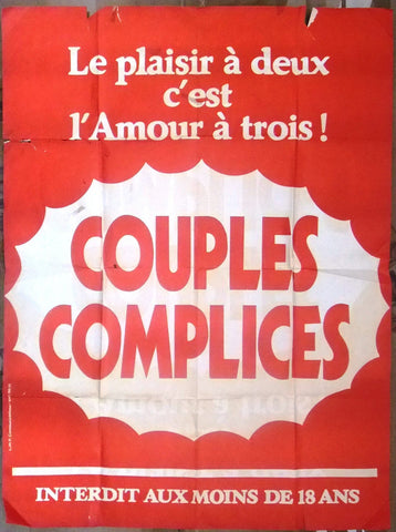 COUPLES COMPLICES {Andre Chazel} 47"x63" French Movie Poster 70s