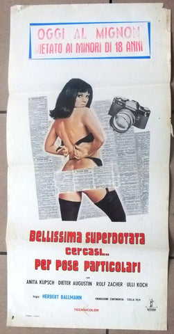 Bellissima superdotata cercasi pose partico Italian Film Locandina Poster 70s