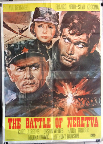 The Battle of Neretva (Yul Brynner) 39x27" Lebanese Movie Poster 60s