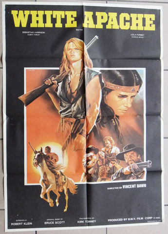 WHITE APACHE {Sebastian Harrison} 39x27" Original Lebanese Movie Poster 80s