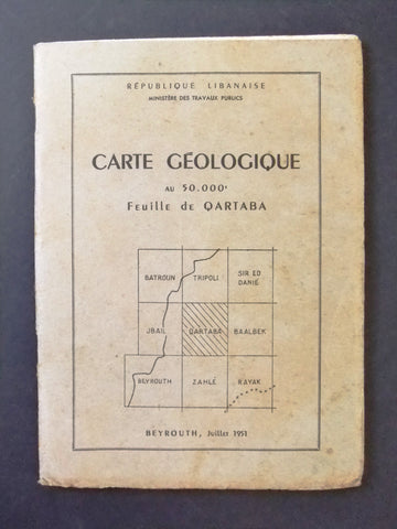 ‬Carte Geologique Qartaba Lebanese Guide French Book 1952