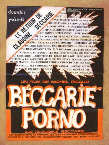 Beccarie Porno (Claudine Beccarie) 43"x30" French Movie Original Poster 70s