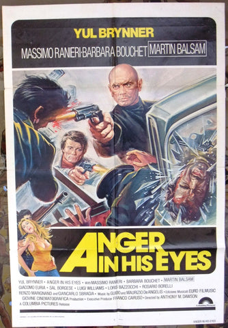 ANGER IN HIS EYES {Yul Brynner} 27x41 Original U.S. Movie Poster 70s