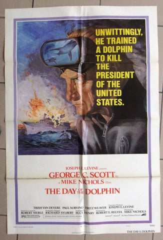 The Day of the Dolphin {George C. Scott} 41"x27" Original Movie C US Poster 70s