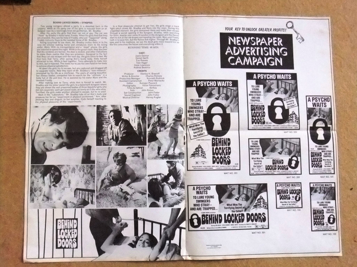 Behind Locked Doors {Eve Reeves) Horror Original Movie Pressbook 60s ...