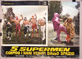(Set of 8) 5 Supermen contro i nani venuti dallo spazio Italian Film Lobby Card 70s