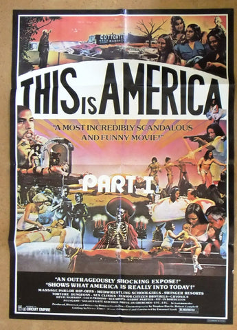 This Is America {Anibal O. Lleras} Original 39x27" Lebanese Movie Poster 70s