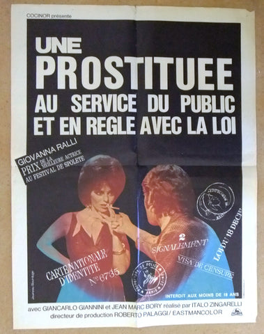 Une prostituée au service du public en règle avec la French Movie Poster 70s