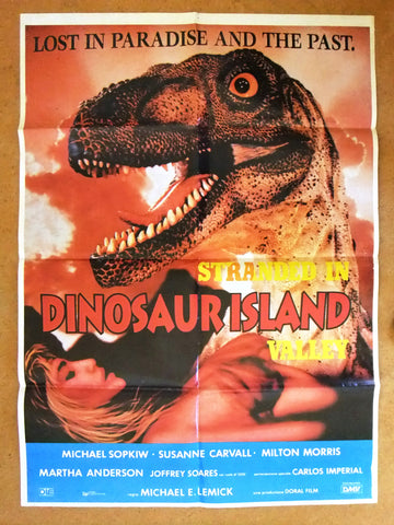 Stranded (Massacre) in Dinosaur Island Valley Lebanese Orginal Movie Poster 80s