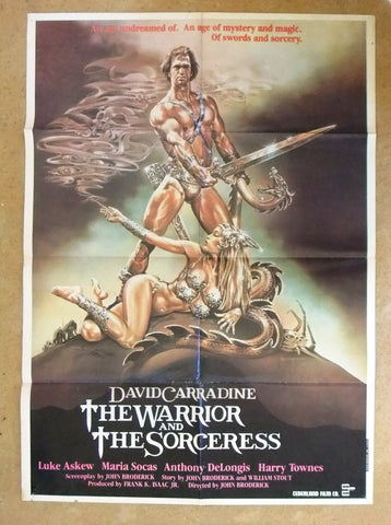 THE WARRIOR AND THE SORCERESS 39x27" Lebanese Orginal Movie Poster 80s