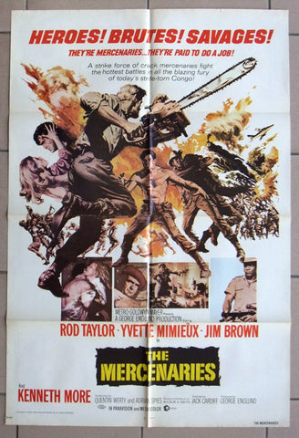 The Mercenaries {Rod Taylor} 41x27" Original Movie Poster 60s
