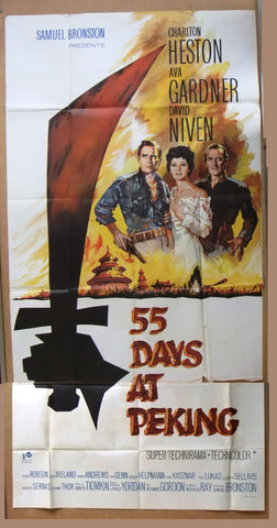 3sh 55 Days at Peking (Ava Gardner) British Original 40x80 Movie Poster 60s